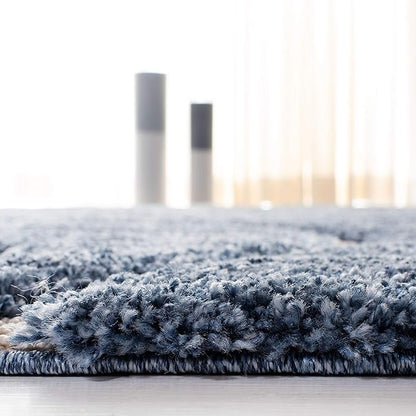 SAFAVIEH Florida Shag Collection Area Rug - 9'6" x 13', Light Blue & Cream, Non-Shedding & Easy Care, 1.2-inch Thick Ideal for High Traffic Areas in Living Room, Bedroom (SG471-6011)