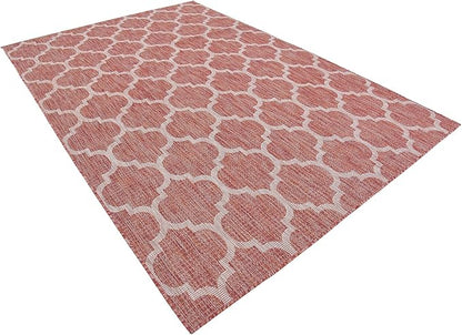 Unique Loom Outdoor Trellis Collection Area Rug (6' 1" x 9' Rectangle, Rust Red/ Ivory)