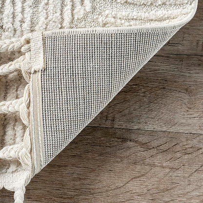 nuLOOM Kerry Cream, 6' Square, Geometric, Soft and Cozy, High Traffic, Stain Resistant, Easy Clean, Durable Area Rug for Bedroom, Living Room, Dining Space, Den, Foyer, Entryway