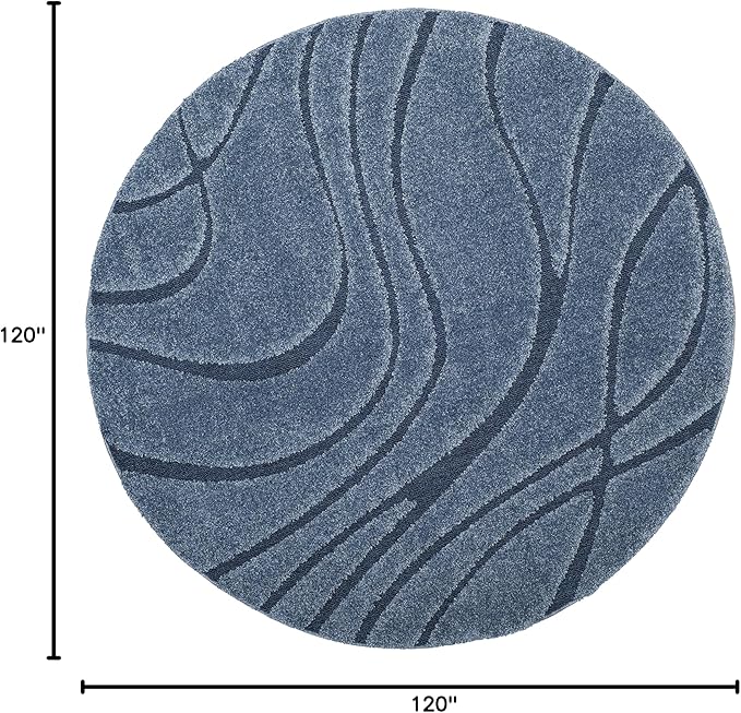 SAFAVIEH Florida Shag Collection Area Rug - 10' Round, Light Blue & Blue, Non-Shedding, 1.2-inch Thick, Ideal for Living Room, Bedroom, Home Office, Dining Space (SG471-6065-10R)