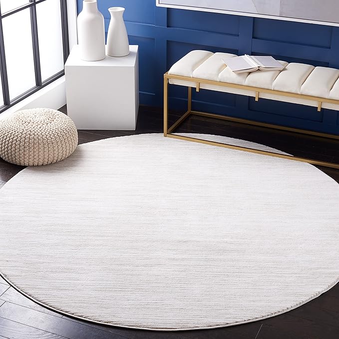 SAFAVIEH Vision Collection Area Rug - 6'7" Round, Ivory, Modern Ombre Design, Non-Shedding & Easy to Clean, Ideal for Living Room, Bedroom, Dining Space (VSN606J)