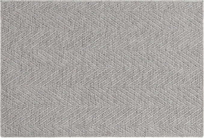 TOWN & COUNTRY BASICS Pax Herringbone Textured Solid Everwash® Washable Area Rug, Low Pile, Non-Slip Backing, Easy Clean Pet & Family Friendly Rug, Grey, 1'11"x2'11"