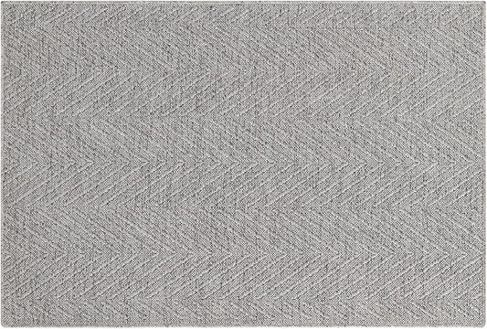 TOWN & COUNTRY BASICS Pax Herringbone Textured Solid Everwash® Washable Area Rug, Low Pile, Non-Slip Backing, Easy Clean Pet & Family Friendly Rug, Grey, 1'11"x2'11"