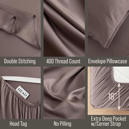 Bella Coterie Luxury Bamboo Viscose 34” Split Top King Size Sheet Set | 1 Fitted Sheet for Sleep Number & Adjustable Beds | 100% Organically Grown | Cooling & Soft | 18” Deep Pocket [Mocha]