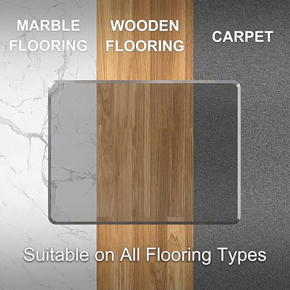 Beveled Edge Irregular Office Chair Mat for Carpet or Hardwood Floor Crystal Grey 48" x 60" for a Smooth Glide and Easy Roll On/Off, Heavy Duty and Non-Slip Floor Chair Mat