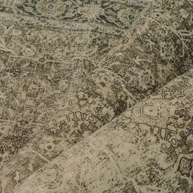 Light Brown 3x10 Vintage Area Rug Hallway Indoor Kitchen Washable Living Room Carpet Tribal Distressed Rug Retro Accent Throw Rug for Office Dining Room Bathroom Faux Wool