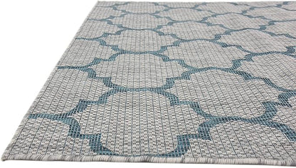 Unique Loom Outdoor Trellis Collection Area Rug (5' 3" x 8' Rectangle, Gray/ Ivory)