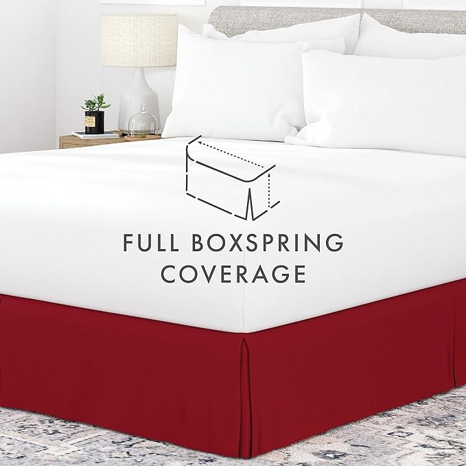 Linen Market Bed Skirt - Ultra Soft Microfiber - Easy Fit with 14 Inch Tailored Drop - Hotel Quality, Shrinkage & Fade Resistant - Bed Cover - Twin Bed Skirts - Bedroom Décor - (Twin, Burgundy)