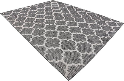 Unique Loom Outdoor Trellis Collection Area Rug (9' x 12' Rectangle, Black/ Ivory)