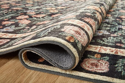 Loloi Rifle Paper Co. Eden Collection EDE-02 Mughal Garden Black 3'-6" x 5'-6" Accent Rug feat. CloudPile™