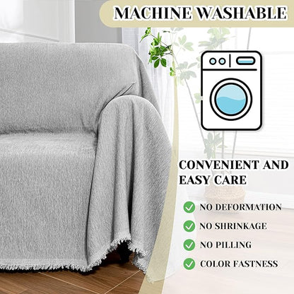 MEETSKY Grey Chair Couch Covers Sofa Cover Washable for Chair Recliner, Chenille Couch Cover for Dogs, Oversized Armchair Cushion, 71" X 91"