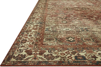 Loloi Magnolia Home by Joanna Gaines Banks Collection BAN-04 Brick/Ivory 2'-6" x 9'-6", .13" Pile Height, Machine Washable, Runner Rug