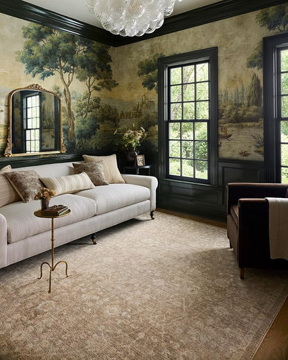 Loloi Chris Loves Julia Palma Collection PLM-01 Bark/Natural 7'-10" x 10' Area Rug Vintage Style Boho Living Room Bedroom Carpet