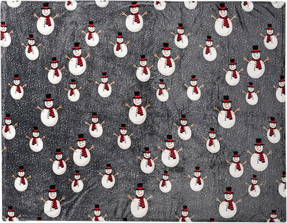 PAVILIA Christmas Snowman Throw Blanket | Grey Christmas Fleece Blanket | Soft, Plush, Warm Winter Cabin Throw, 60x80 (Grey Snowman)
