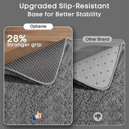 Ophanie 2x10 Runner Rug for Hallway, Upgrade Non-Slip Fluffy Soft Bedside Rugs, Bedroom Living Room Grey Shaggy Gray Carpet for Kids Girls Boys Dorm Nursery Home Decor Aesthetic