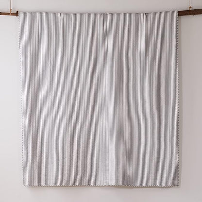 Levtex Home Tobago Stripe Charcoal Reversible Twin XL/Twin Quilt Set (68x86in) with 1 Pillow Sham (26x20in) - Striped - Charcoal - Cotton Twin Size Quilt Bedding Set - Lightweight Soft Pre-Washed
