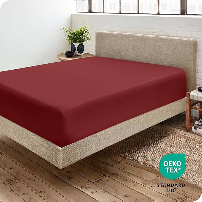 Fitted Bottom Sheet Full Size - Premium 1800 Microfiber - Ultra-Soft Hotel Luxury - Deep Pocket - Durable and Long Lasting - Fitted Sheet (Full, Rosewood)