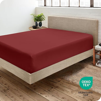Fitted Bottom Sheet Full Size - Premium 1800 Microfiber - Ultra-Soft Hotel Luxury - Deep Pocket - Durable and Long Lasting - Fitted Sheet (Full, Rosewood)