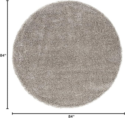 SAFAVIEH Milan Shag Collection 7' Round Grey SG180 Solid Non-Shedding Living Room Bedroom Dining Room Entryway Plush 2-inch Thick Area Rug