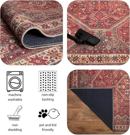 Keen Home Design 3x5 Rug - Machine Washable Entry Rug with Non-Slip Backing, Ideal for Enteryway, Kitchen, Bathroom, Laundry Room - Vintage, Easy Clean, Durable, Low Pile Rug - (3' x 5')