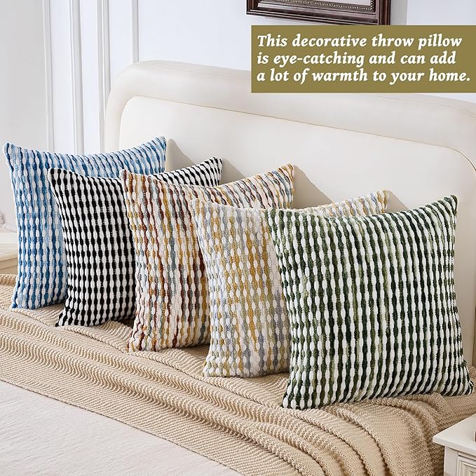 AmHoo Boho Chenille Pillow Cover Decorative Tufted Pillowcase for Couch Bed Sofa Bedroom Living Room Modern 18 x 18-Inch Sky Blue
