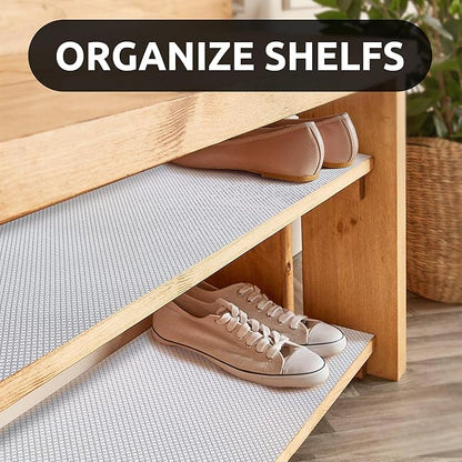RAY STAR 12X120 Inch Shelf Liner for Kitchen Cabinets, Non-Adhesive Cabinet Liner Washable, PVC Drawer Liner for Dresser Non-Slip Bathroom (Black Circle)(2 Roll)