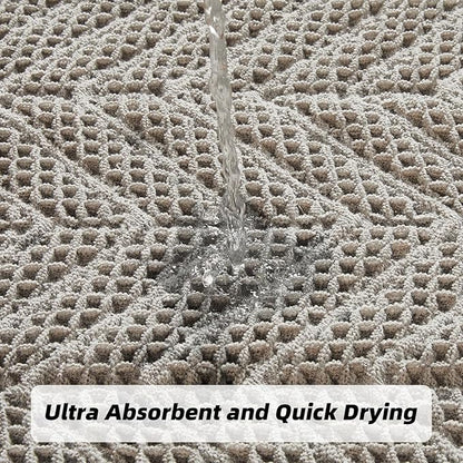 Upgraded Bath Mat, Non Slip, Machine Washable - Super Absorbent Waffle Weave, Rubber Backed, Ultra Soft - Gray, 17" x 24"