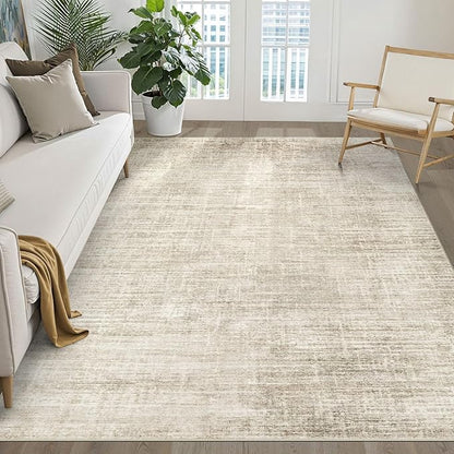 5x8 Area Rug Living Room: Washable Large Neutral Beige Rugs Abstract Soft Modern Stain Resistant Indoor Floor Non-Slip Carpet for Bedroom Nursery Kids Office Playroom Dining Room Under Table Home