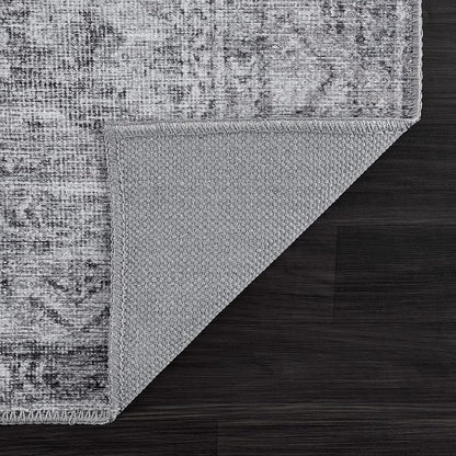 Bloom Rugs Washable 10 ft Runner - Ivory/Silver Gray Traditional Runner for Entryway, Hallway, Bathroom, and Kitchen - Exact Size: 2.5' x 10'