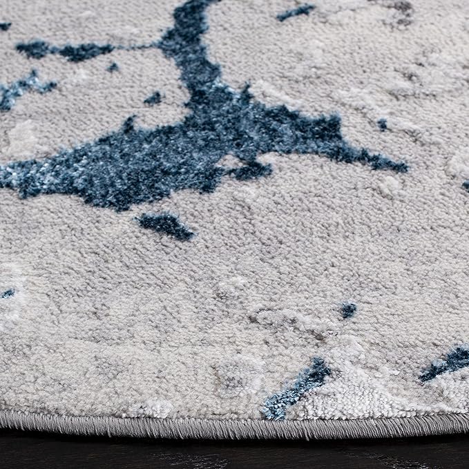 SAFAVIEH Amelia Collection 5' Round Grey/Blue ALA293F Modern Abstract Non-Shedding Living Room Dining Bedroom Foyer Area Rug