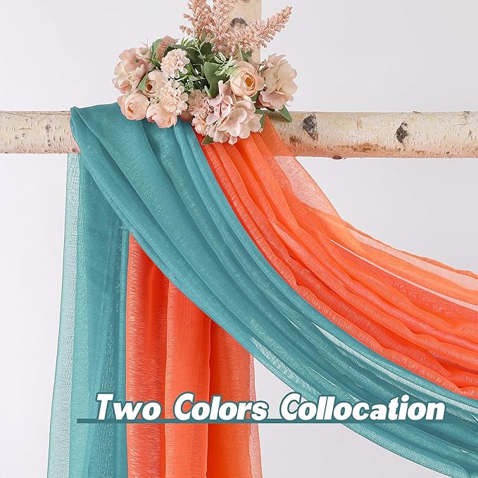 DONREN Teal Window Scarf for Outdoor Decoration - Add Luxury Beautiful Elegant Effect to Curtain Panels (1 Panel, 52 x 288 Inches Long)