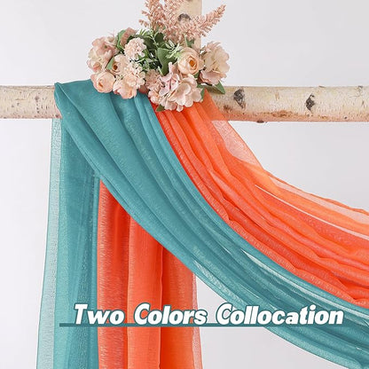 DONREN Teal Window Scarf for Outdoor Decoration - Add Luxury Beautiful Elegant Effect to Curtain Panels (1 Panel, 52 x 288 Inches Long)