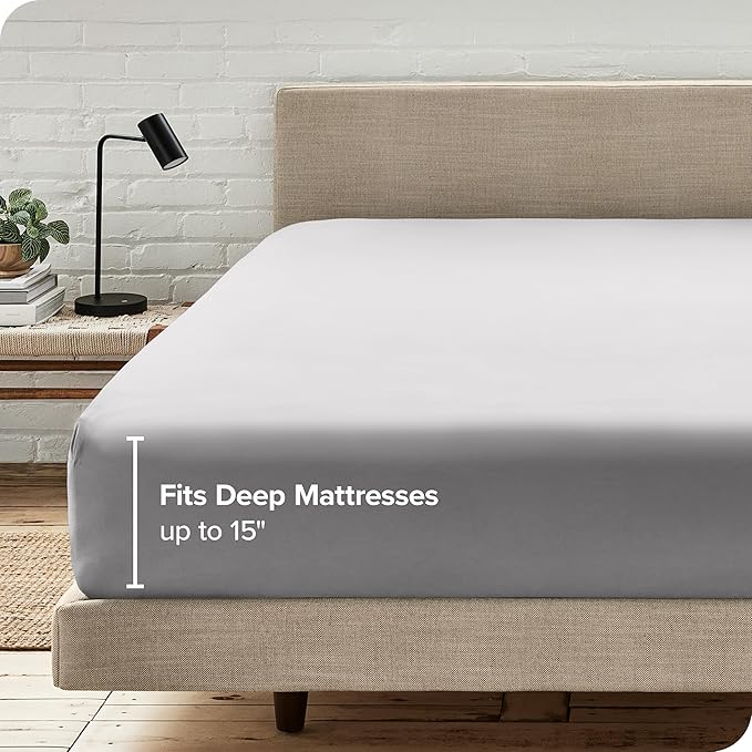 Bare Home Fitted Bottom Sheet Twin XL Size - Premium 1800 Microfiber - Ultra-Soft Hotel Luxury - Deep Pocket - Durable and Long Lasting (Twin XL, Light Grey)