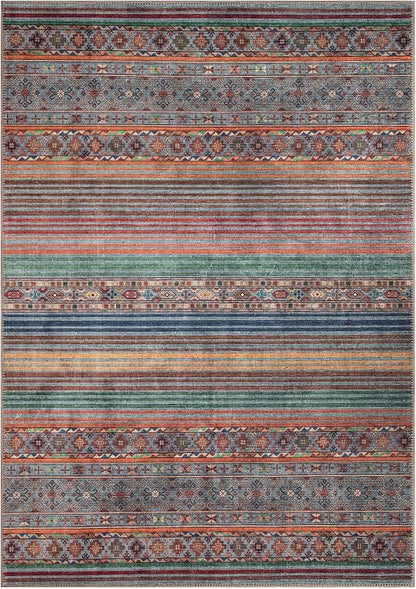 Keen Home Design 8x10 Rug - Machine Washable Area Rug with Non-Slip Backing, Ideal for Living Room, Dining Room, Bedroom - Vintage, Easy Clean, Durable, Low Pile Rug - (8' x 10')