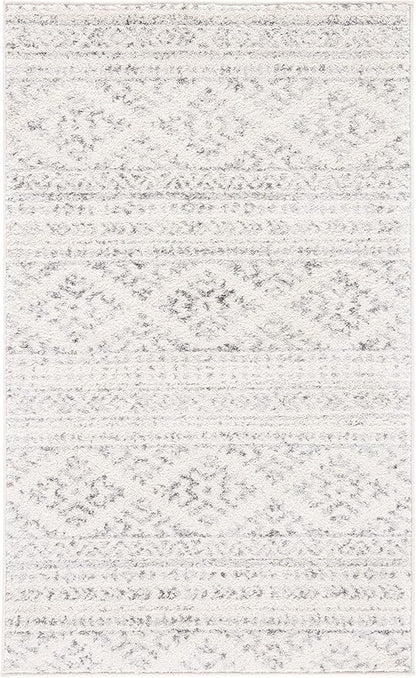 SAFAVIEH Area Rug 3x5 - Tulum Collection - Ivory & Grey, Moroccan Boho Tribal Design, Non-Shedding & Easy to Clean, Ideal for Entryway, Foyer, Accent Space, Bedroom (TUL272A)
