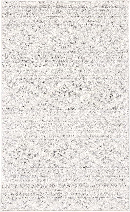 SAFAVIEH Tulum Collection Accent Rug - 2' x 5', Ivory & Grey, Moroccan Boho Tribal Design, Non-Shedding & Easy to Clean, Ideal for Front Door, Kitchen, Entryway, Foyer (TUL272A)