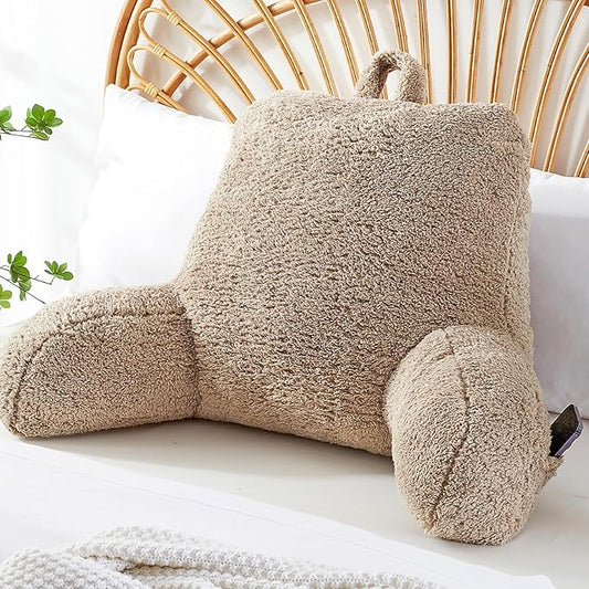 Reading Pillow for Sitting in Bed, Back Pillow Reading Pillow with Arms & Back Support, Dorm Room Essential for Girls and Boys Bed Chair Pillow