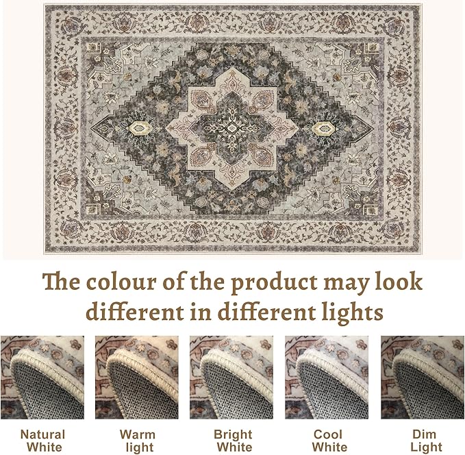 Tangsoo 2x10 Washable Runner Rug for Hallways, Non Slip Vintage Runner Rug, Soft Low Pile Long Runner, Print Distressed Grey Carpet Runners for Kitchen Bedroom Entryway Bathroom Living Room