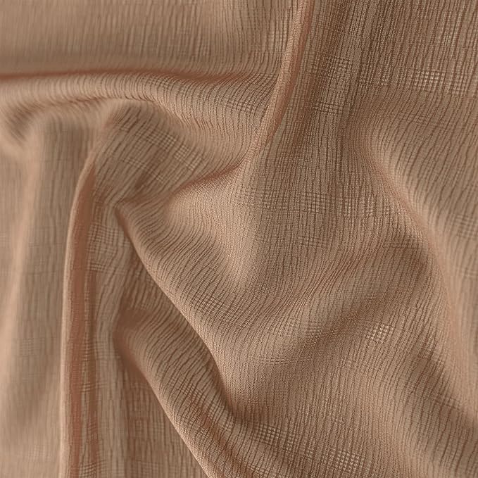 Mocha Pinch Pleat Sheer Curtains 96 Inches Long for Living Room Light Filtering Soft Touch Lightweight Pleated Drapes with Hooks for Bedroom, Mocha Moose, 42" W x 96" L, 2 Panels