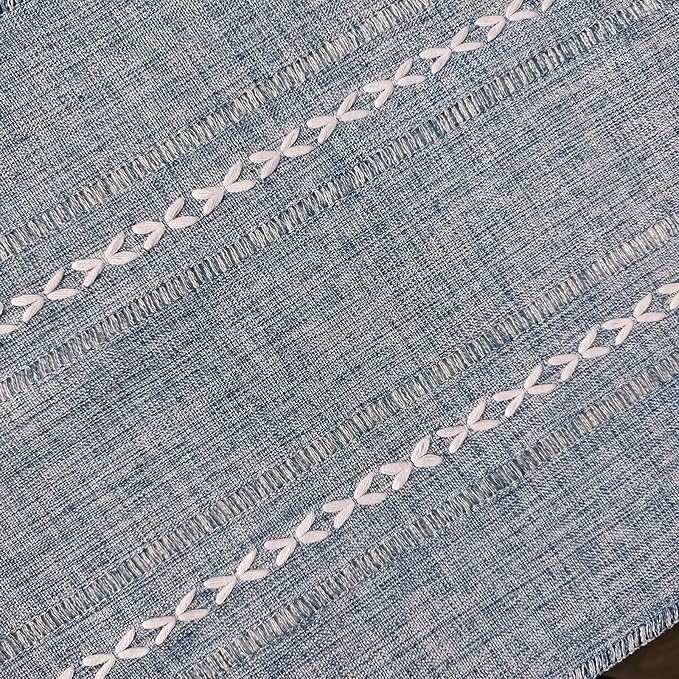 Bedside Table Cloth with Tassel Small Table Cover for Nightstand,Bedside Table TV Microwave (Grey Blue, 17.7 * 39.4inches)