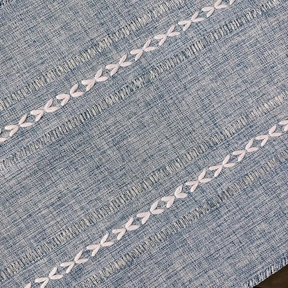 Bedside Table Cloth with Tassel Small Table Cover for Nightstand,Bedside Table TV Microwave (Grey Blue, 17.7 * 39.4inches)