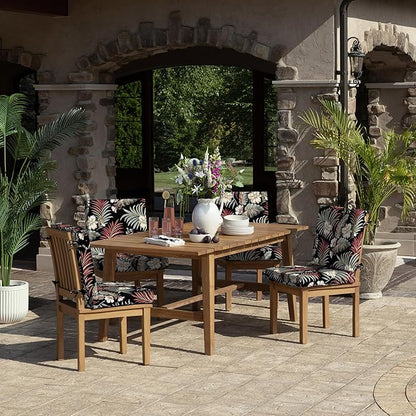 Arden Foam Outdoor Dining Chair Cushion, 20 x 20, Made with ProFoam, Rain-Proof, Fade Resistant, Simone Black Tropical