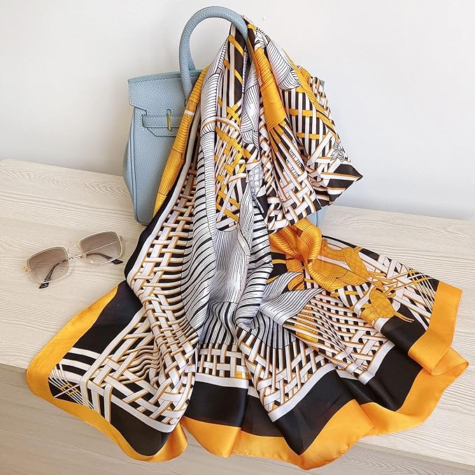 Fashion Scarves Scarf 100% Silk Feeling Scarf Silk Like Scarves Long Lightweight Sunscreen Shawls for Women