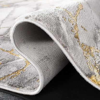 SAFAVIEH Craft Collection Area Rug - 9' Square, Grey & Gold, Modern Abstract Design, Non-Shedding & Easy Care, Ideal for High Traffic Areas in Living Room, Bedroom (CFT877F)