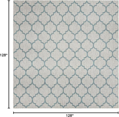 Unique Loom Outdoor Trellis Collection Area Rug - Trellis (Square 10' 8" x 10' 8", Gray/ Ivory)