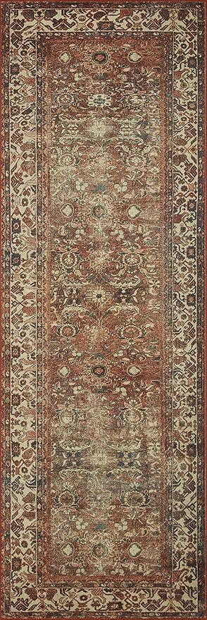 Loloi Magnolia Home by Joanna Gaines Banks Collection BAN-04 Brick/Ivory 2'-6" x 9'-6", .13" Pile Height, Machine Washable, Runner Rug