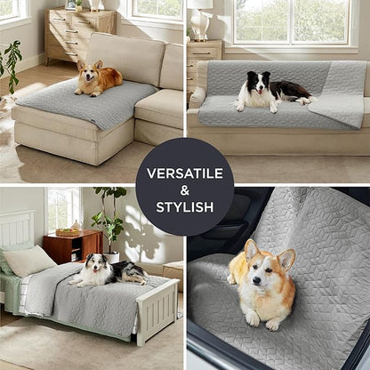 Bedsure 100% Waterproof Couch Cover for Dogs Washable - Non Slip Waterproof Dog Blanket for Couch Sofa, Lightweight Furniture Protector Durable for Pet Cat Puppy with Non-Slip Bottom, Grey, 30x70IN