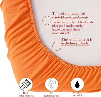 NTBAY Toddler Bedding Set - 4 Piece Soft and Breathable Crib Bedding Set for Boys and Girls, Includes Quilted Comforter, Fitted Sheet, Flat Top Sheet and Envelope Pillowcase, Orange