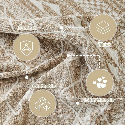 MEETSKY Boho Couch Cover Sofa Slipcover for Sectional Sofa Covers Protector Universal Use Chenille Blend Thick Fabric Washable, Modern Design Sofa Throw Cover for Living Room, 71" x 118", Khaki