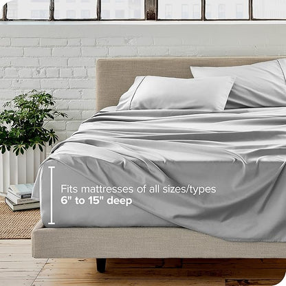 Bare Home King Sheet Set - Luxury 1800 Ultra-Soft Microfiber King Bed Sheets - Double Brushed - Deep Pockets - Easy Fit - 4 Piece Set - Bedding Sheets & Pillowcases (King, Cloud Grey)